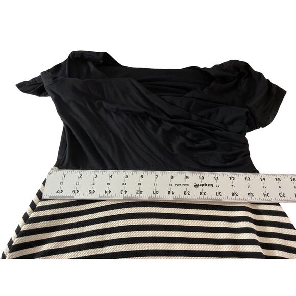 Gilli Women's Large Black White Striped Dress V Neck Short Sleeve Made in USA - Picture 5 of 9